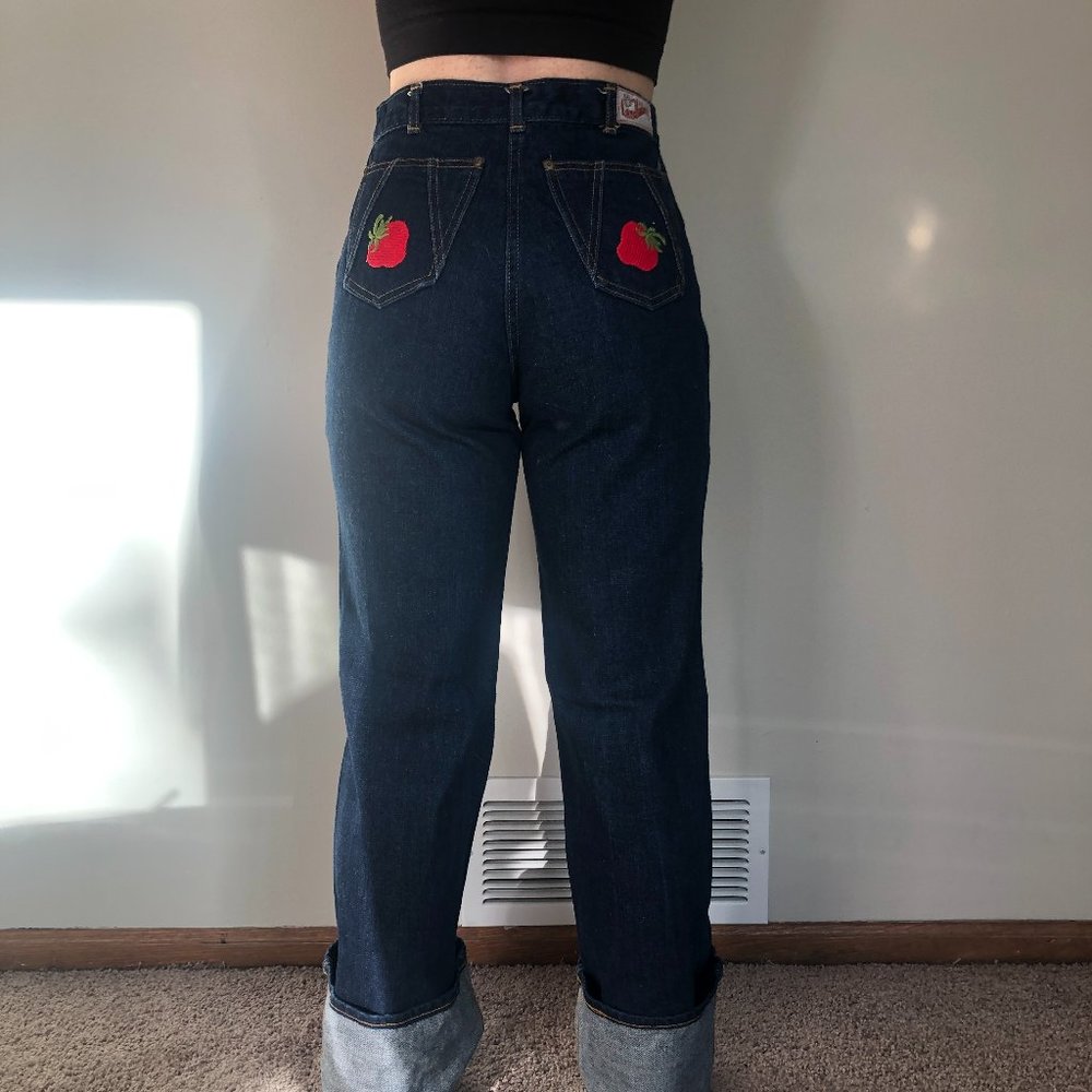 Vintage 70's Jeans w/ Strawberry Patches